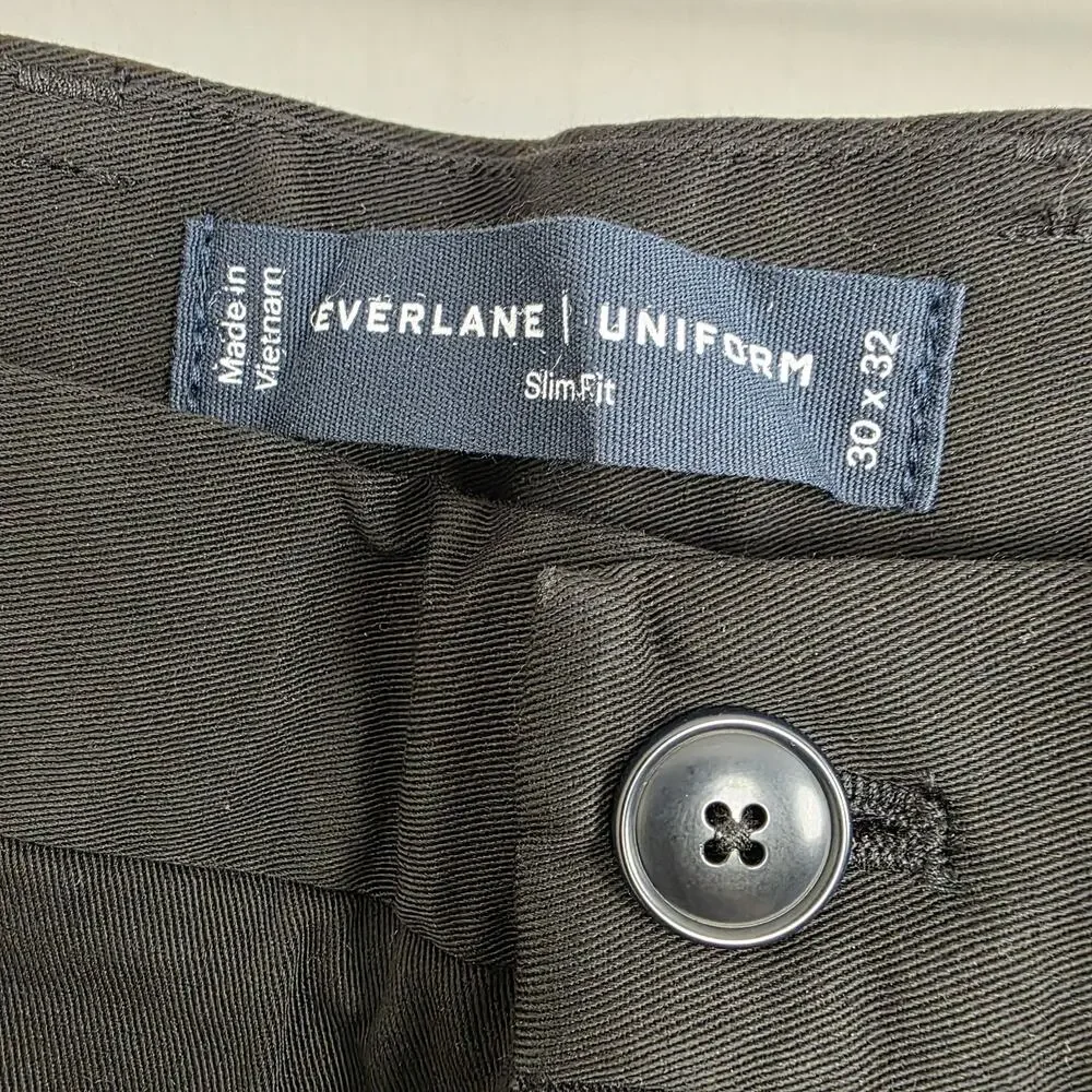 Everlane Uniform Slim Fit Performance Chino Pant Black Mens 30x32 NWT Stretch